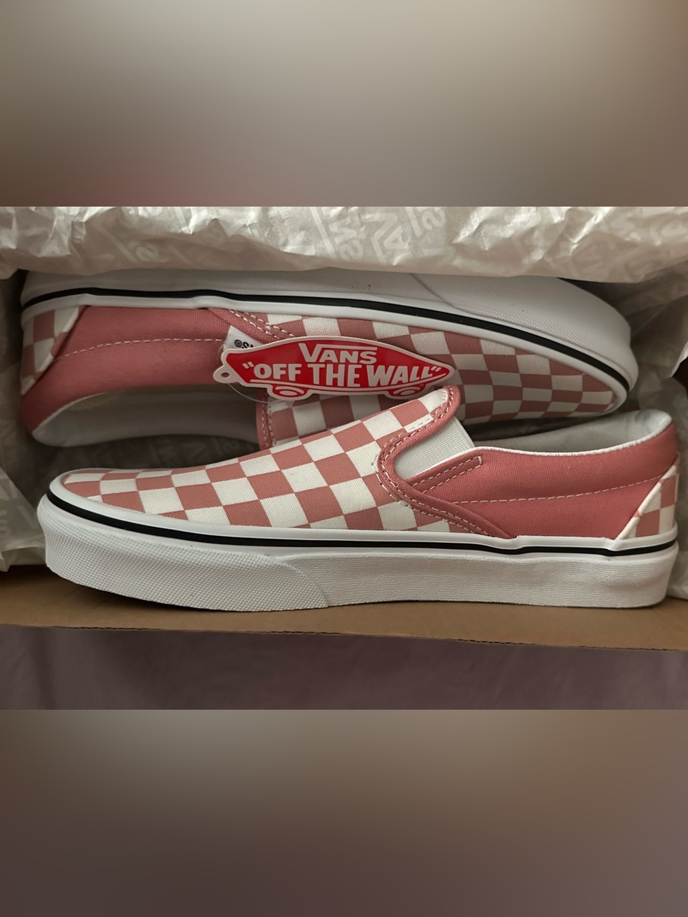 Vans Checkerboard Slip-On in Pink and White